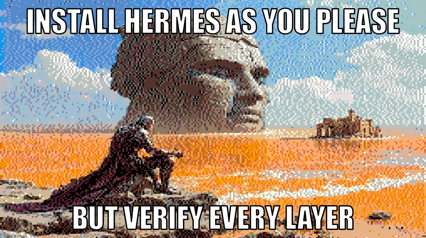 Meme — install Hermes as you please, but verify every layer