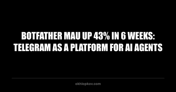 BotFather MAU Up 43% in 6 Weeks: Telegram as a Platform for AI Agents