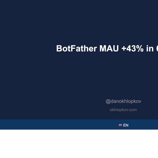 BotFather MAU Up 43% in 6 Weeks: Telegram as a Platform for AI Agents
